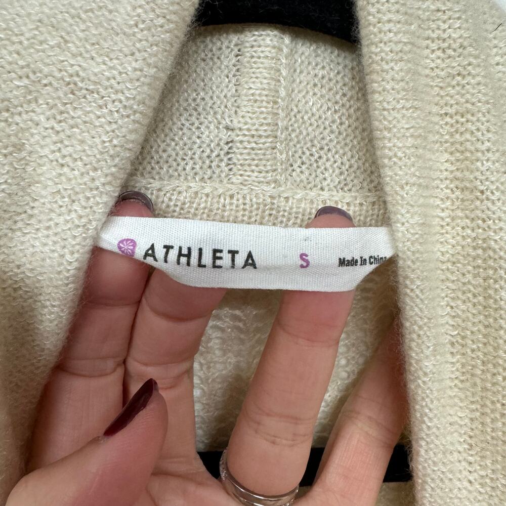 Athleta Womens Beige Knit Open Drape Cashmere Linen Cardigan Sweater Size Small - Picture 6 of 10